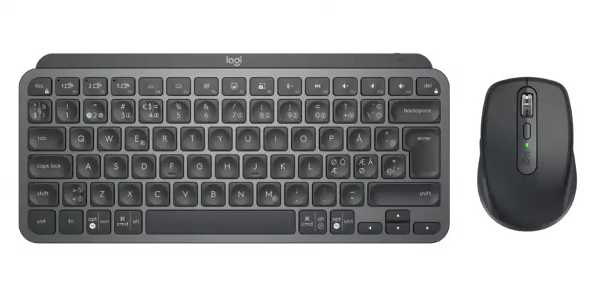 Billede af Logitech MX Keys Mini og Logitech MX Anywhere 3S på hvid baggrund
